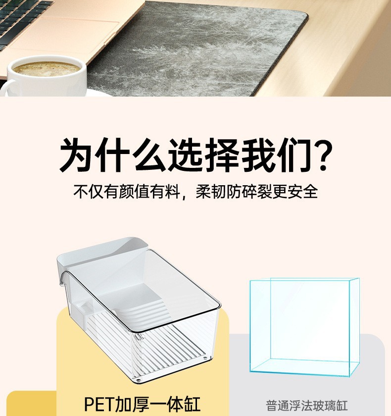 Household small turtle breeding tank, office desktop special box, crab tank, turtle tank, ecological landscape drying and climbing platform pic 4