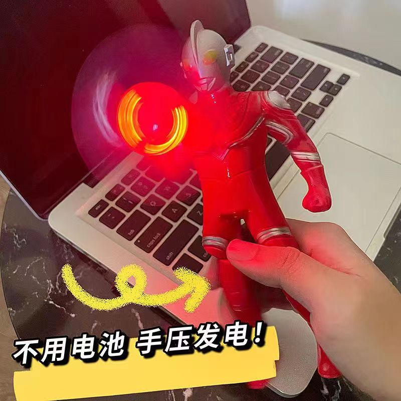 奥特曼发光电动迷你玩具风扇夏季手动按压户外解暑压腿风扇转动详情1