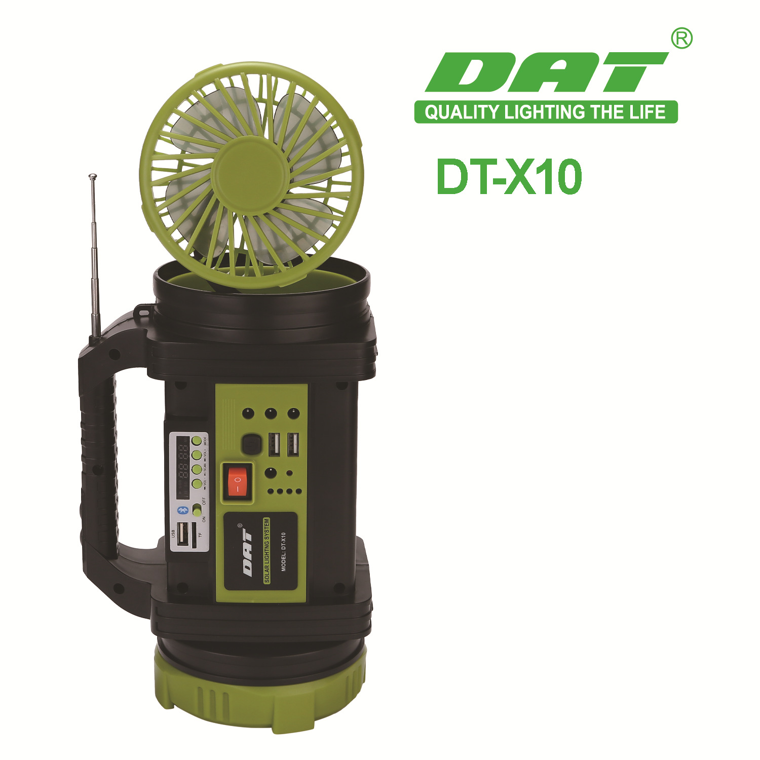 DT-X10太阳能照明小系统便携式带风扇蓝牙功能探照应急50W大功率详情4