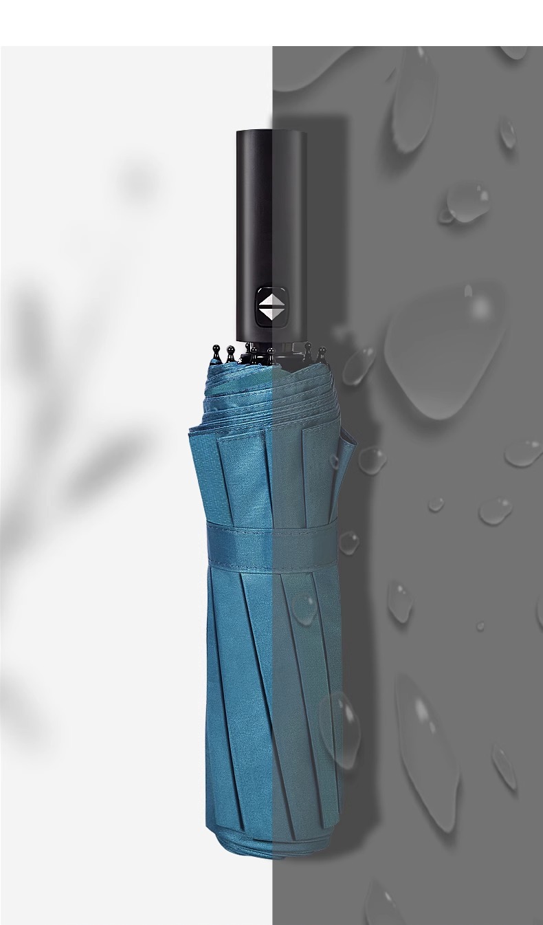 二十四骨黑胶雨伞全自动商务加固防风防晒折叠伞高级感LOGO太阳伞详情6