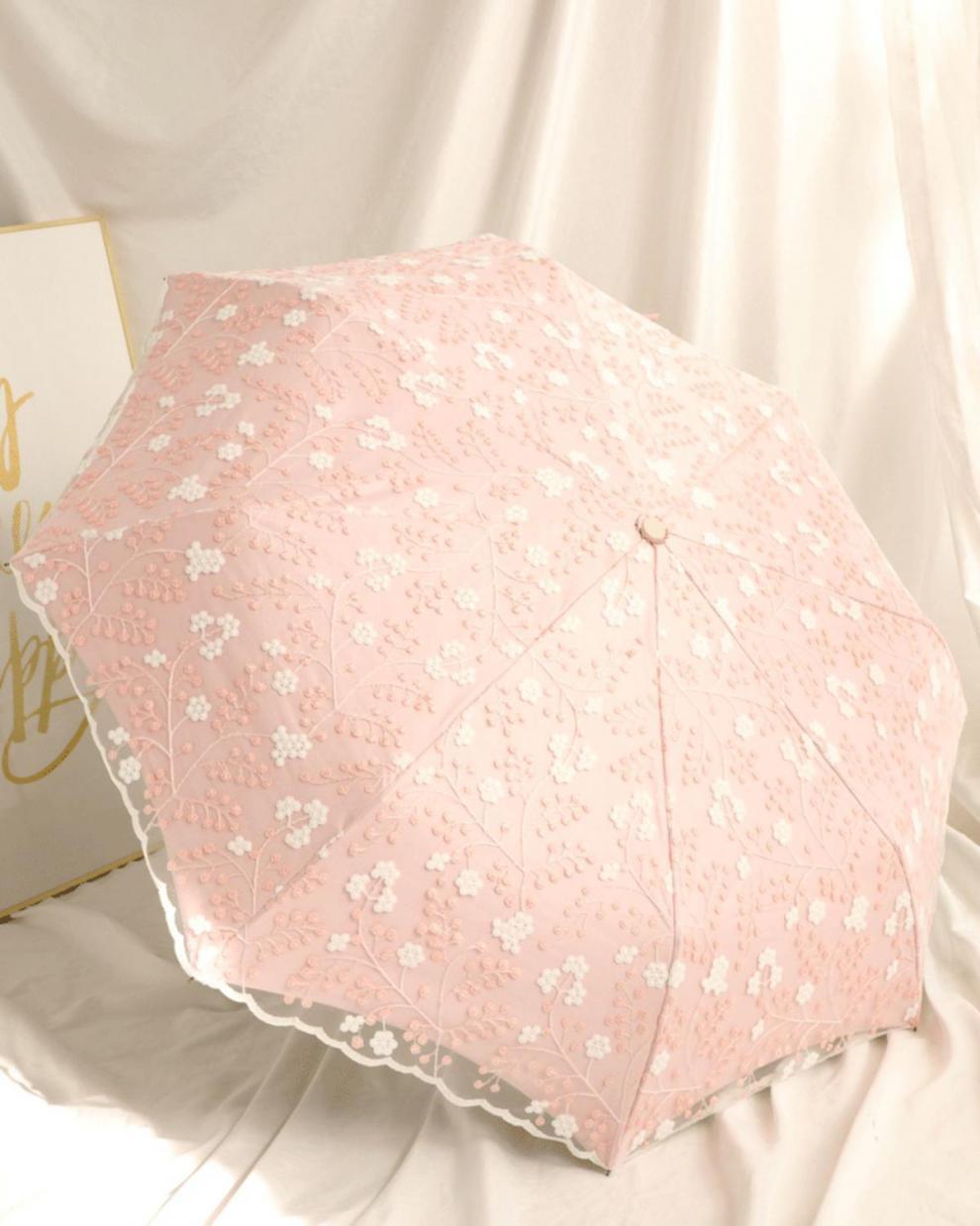 刺绣双层黑胶防晒少女心蕾丝全自动防紫外线晴雨两用遮阳太阳伞详情26