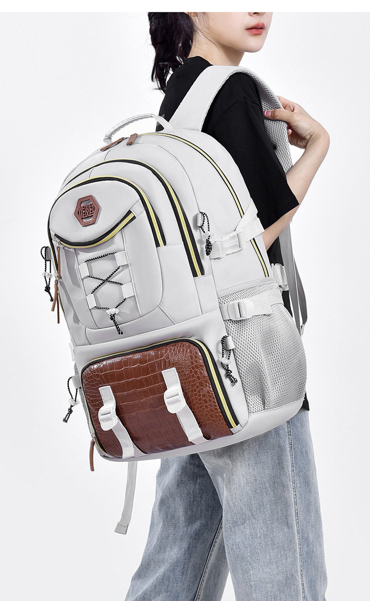 New high-appearance level casual backpack, large-capacity high-end travel bag, hiking bag, Oxford fabric backpack pic 4