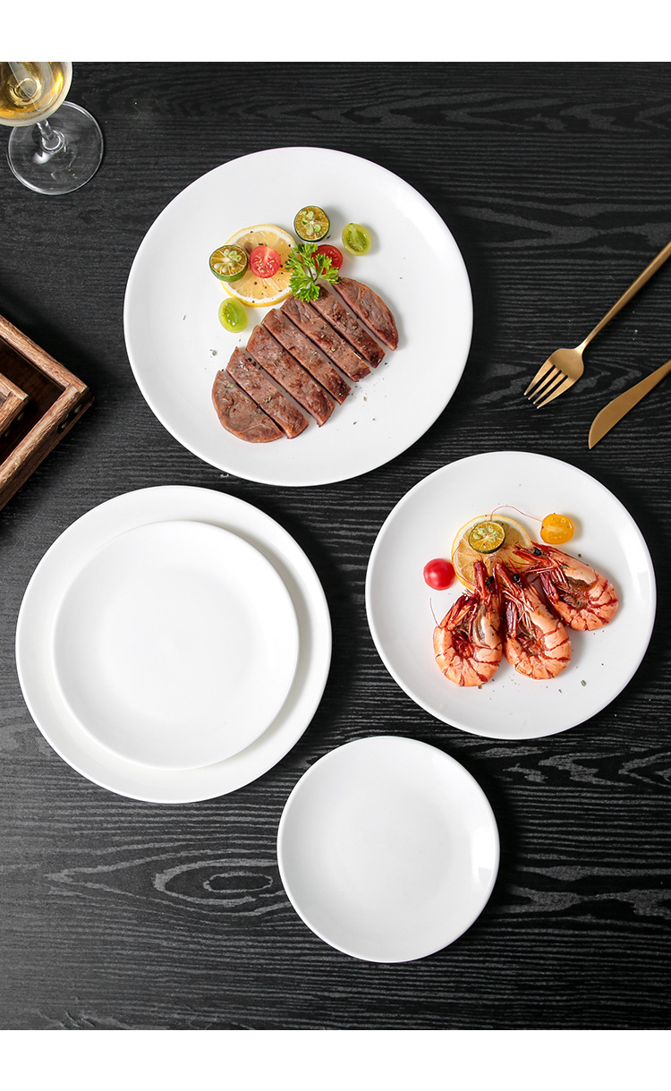 酒店餐具纯白圆盘平盘浅盘菜盘陶瓷盘西餐牛排盘商用盘子可加LOGO详情12