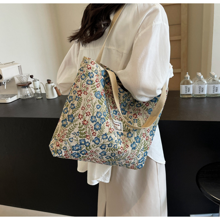 大容量帆布包包2024新款潮时尚百搭单肩手提袋子ins学生上课包女详情39