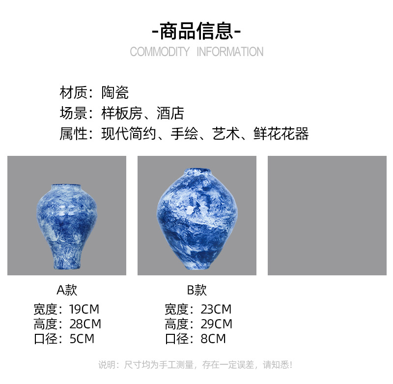 2026 Hand-painted ceramic vases, creative living room flower arrangements, hotel and club set decorations, handicrafts, modern ornaments pic 2