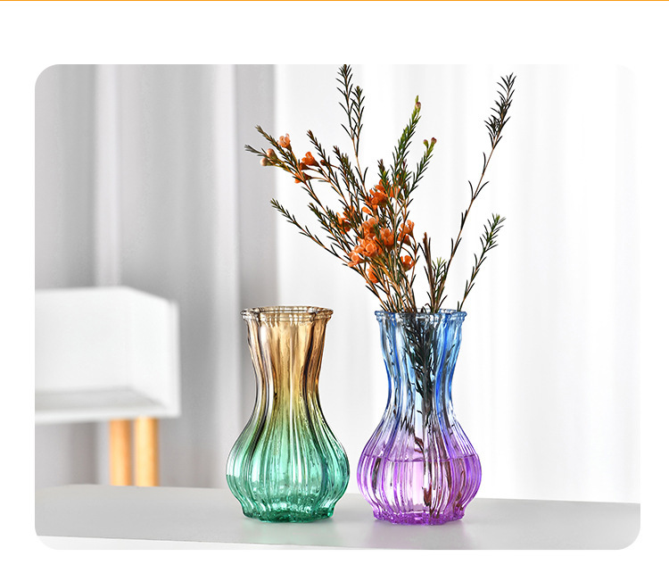 Nordic garlic-patterned glass vase with a transparent tabletop for living room decoration, ins style, high appearance level, dried fresh flower vase pic 14