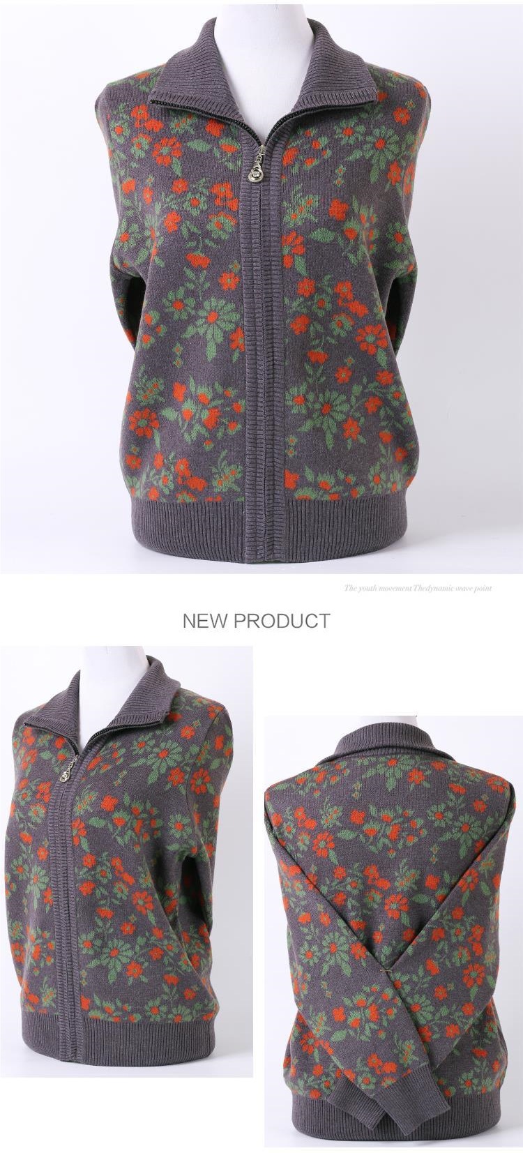 Winter clothes for middle-aged and elderly people: Women, sweaters, coats, mothers, wool cardigans, zipper shirts, grandmothers, and wives pic 7