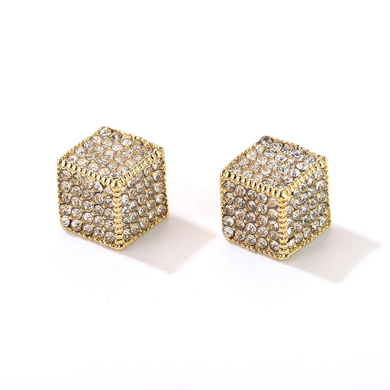 European and American ins fashion three-dimensional square full-diamond stud earrings for women, light luxury, exquisite and unique, starry sky retro earrings pic 23