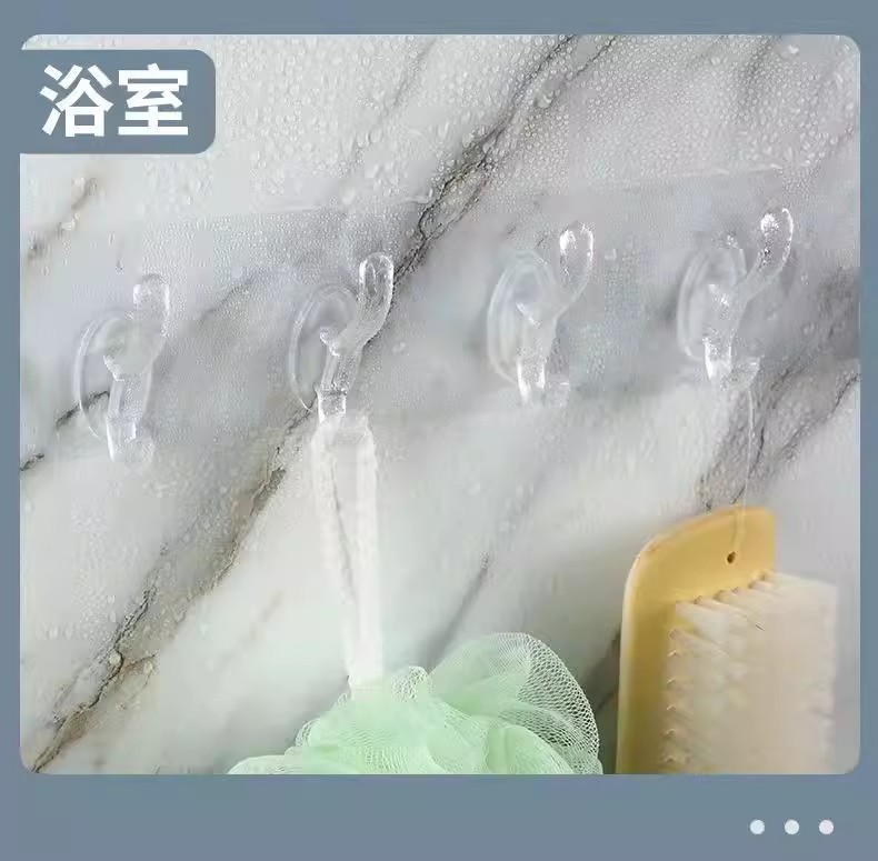 六连挂钩免打孔强力粘胶挂钩透明无痕墙壁门后厨房宿舍浴室衣帽钩详情4