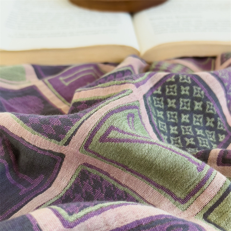 Pure cotton yarn-dyed jacquard double-layer gauze bed cover, single piece of all-cotton gauze mattress protective cover, bedspread, bed cover, single piece of bedding pic 122