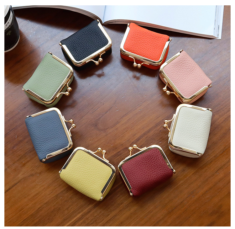 New genuine leather compact gold bag, earphone case, mini ring, necklace, earrings, jewelry bag, coin purse pic 1