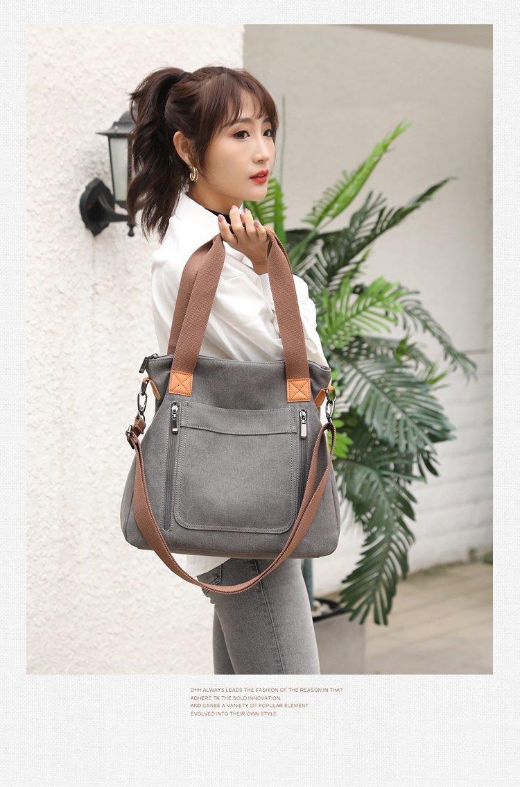 大容量帆布包简约潮搭女包新款韩版手提休闲包都市丽人单肩斜挎包详情13