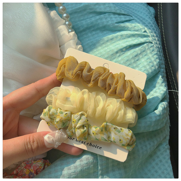 The tender pink color of spring ~3 sets of floral hair bands, a fresh and light blue and pink hair tie, hair accessory and headband pic 7