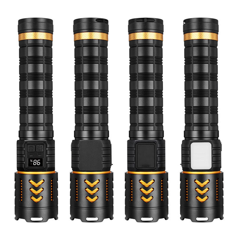 White laser flashlight, telescopic zoom, ultra-bright, long-lasting battery, electric display work light, strong light, outdoor lighting flashlight pic 5