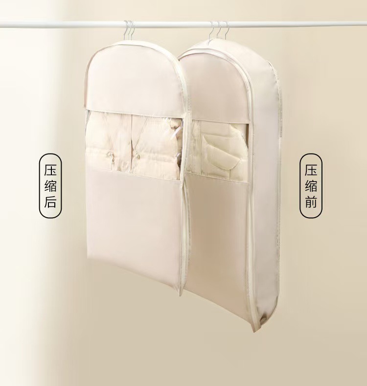 New down jacket compression dust cover, wardrobe clothes dust bag, hanging household transparent clothes hanging cover bag pic 3