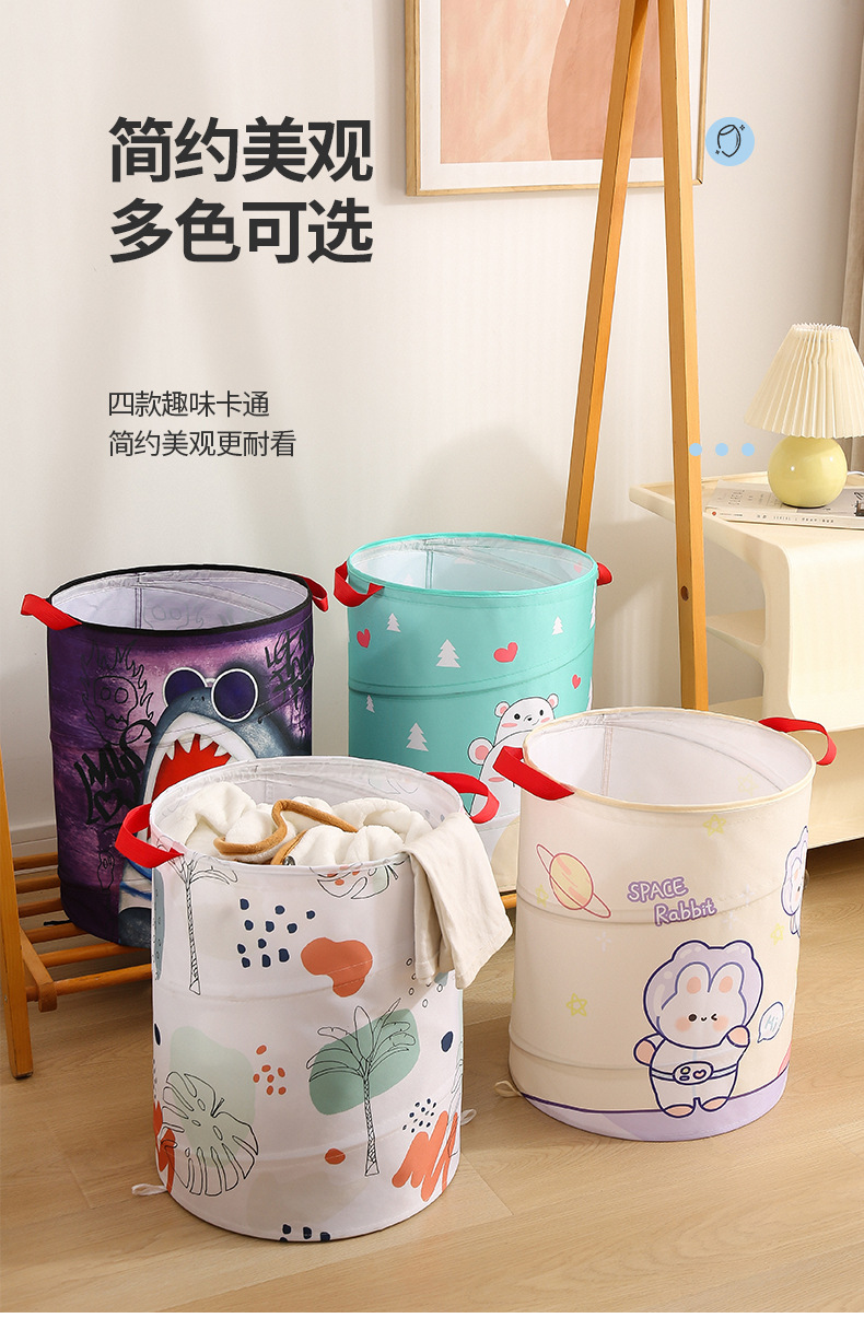 Folding dirty clothes basket 600D Oxford cloth storage bucket with built-in spring steel wire storage basket. Dirty clothes storage basket for home use pic 13