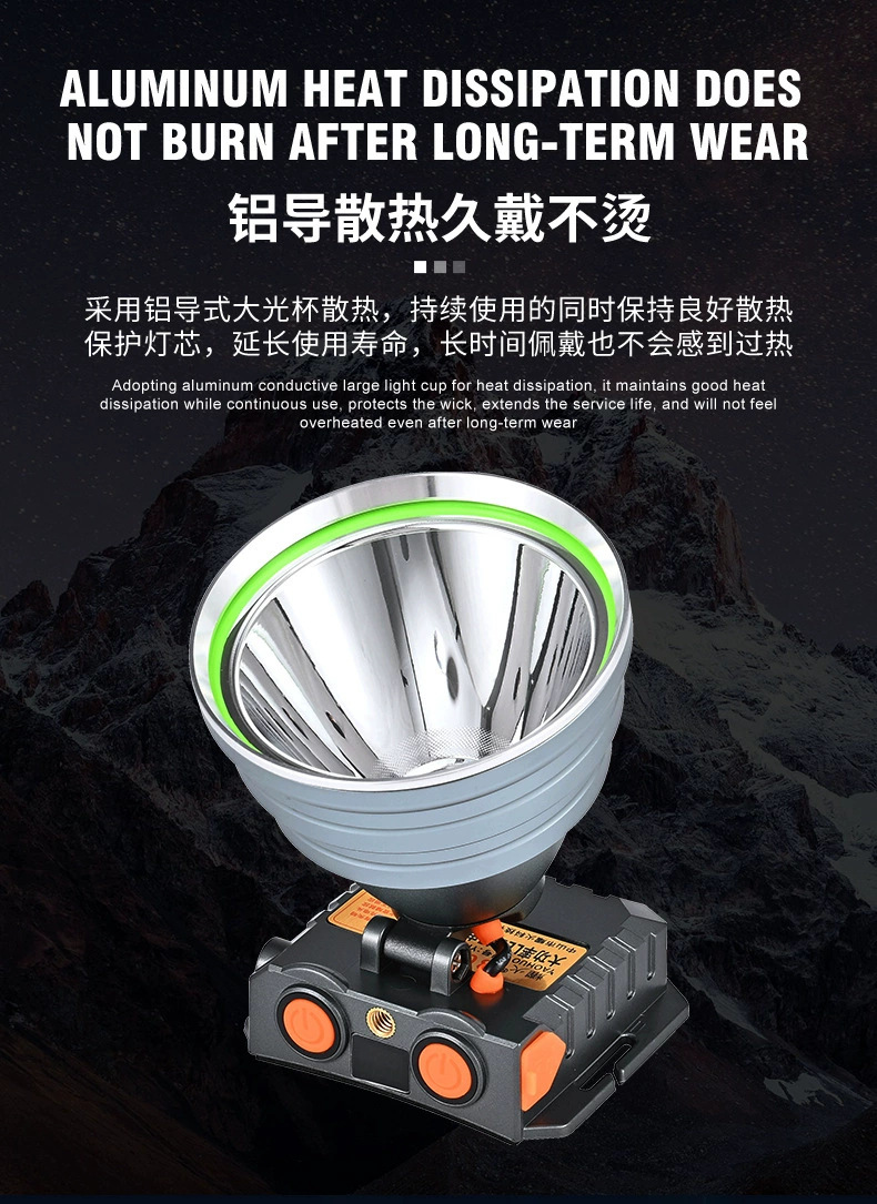 超亮耀火LED头灯 挥手感应全铝头钓鱼灯激光炮强光手电筒工厂批发详情5