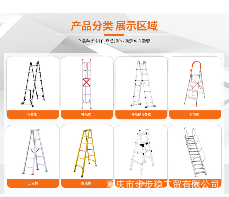 铝合金单面直梯家用阁楼梯便携加厚登高工程梯靠墙铝冲压梯子批发详情12