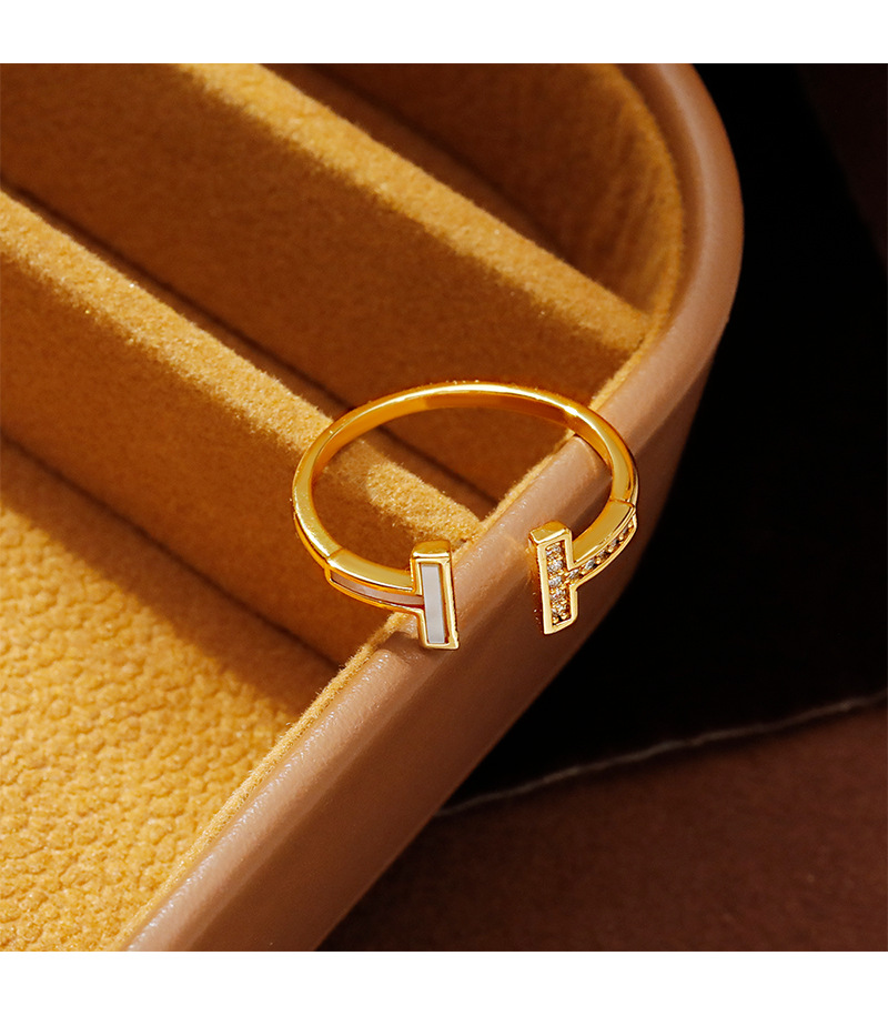 Hyacinth diseño único ligero apertura de lujo baga blanca diamante anillo de anillos aleación de cobre chapado en oro 18K shake bang modelo influencers pareja borracho pic 8