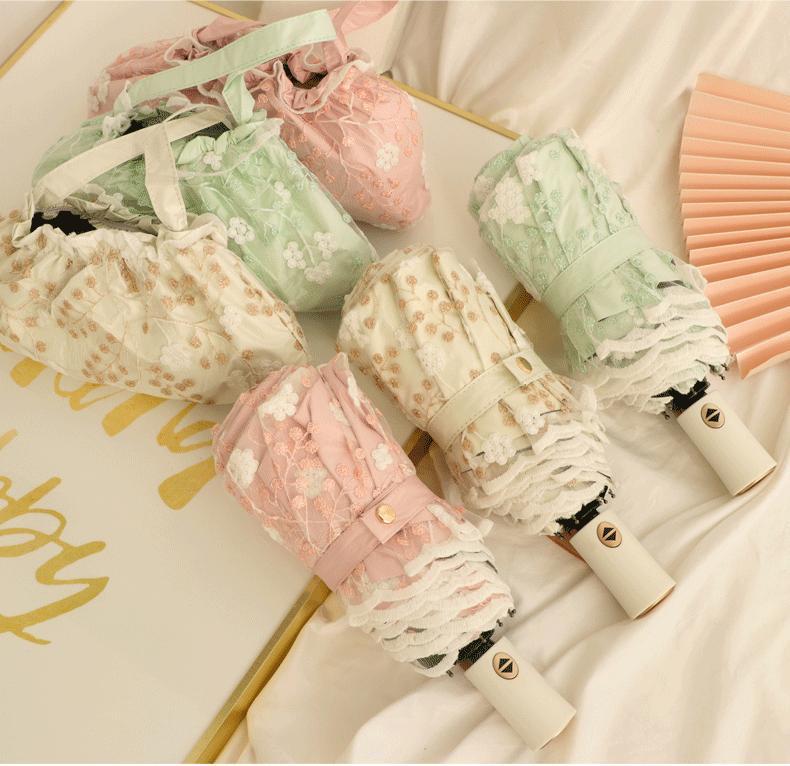 刺绣双层黑胶防晒少女心蕾丝全自动防紫外线晴雨两用遮阳太阳伞详情9