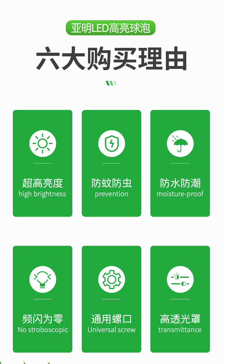 亚明球泡e27led灯泡螺口灯泡一体节能省电亮灯泡家用工厂仓库车间详情2