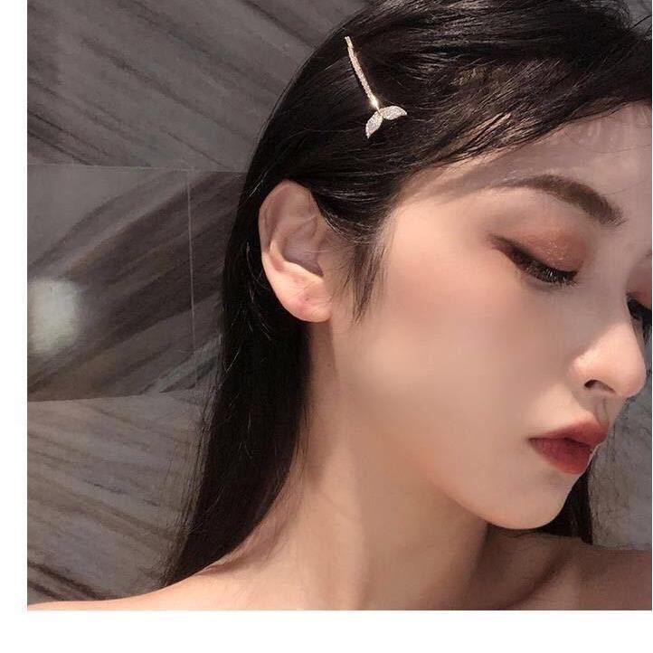 人鱼姬海豚发夹鱼尾边夹少女韩国刘海夹顶夹水钻发卡头饰一字夹子详情2