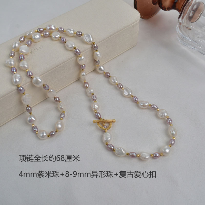 68cm天然淡水珍珠秋冬穿搭毛衣链巴洛克不规则珍珠长款项链颈链详情4