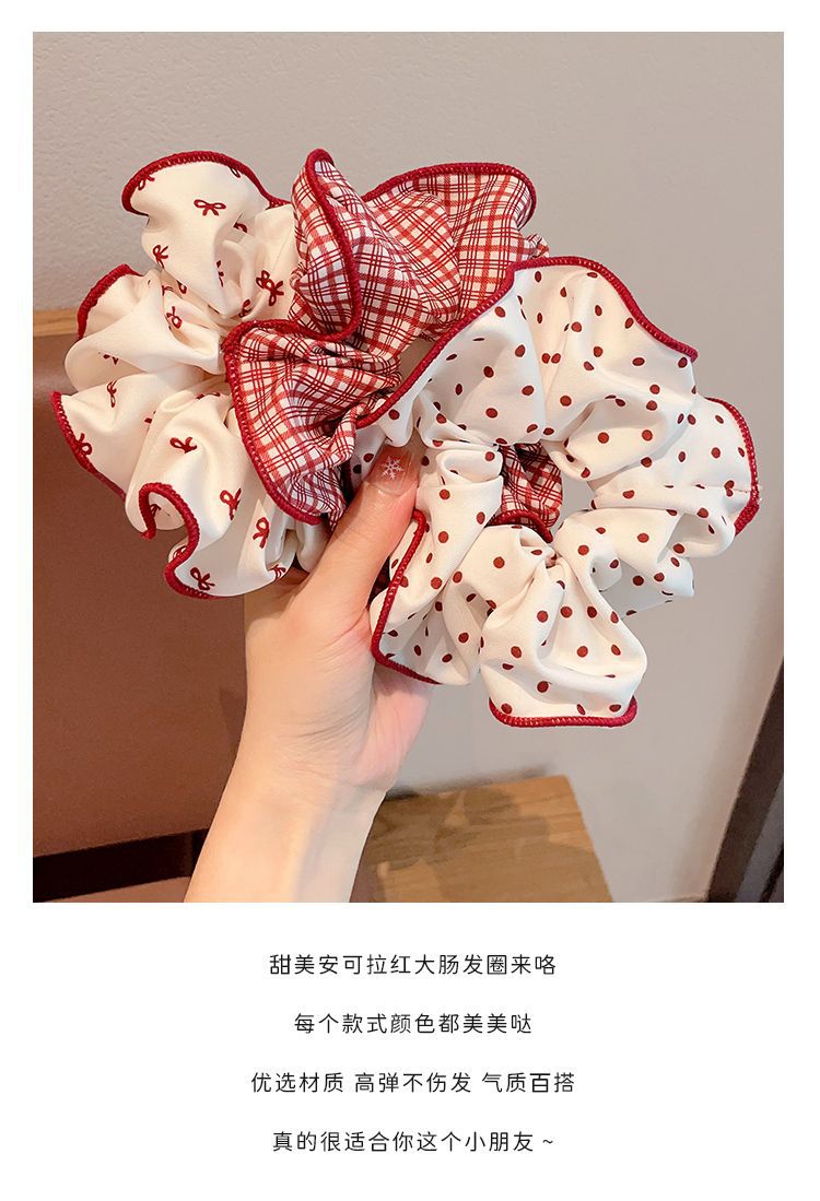 安可拉红头饰成人大肠圈不伤发女童发绳女孩扎丸子头高弹力发圈详情2