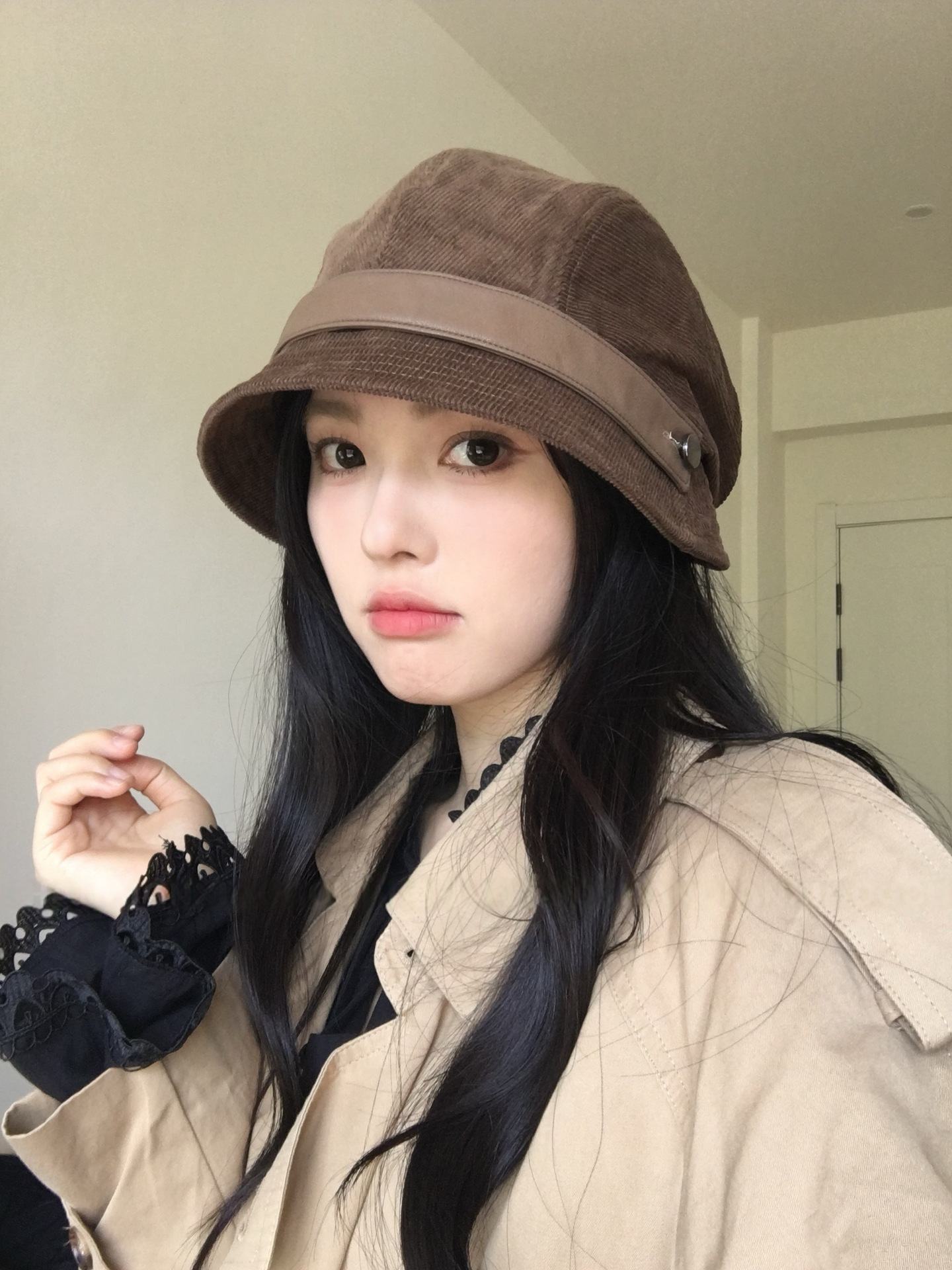 高品质灯芯绒渔夫帽子女秋冬季新款休闲百搭显脸小一帽多戴小礼帽详情24