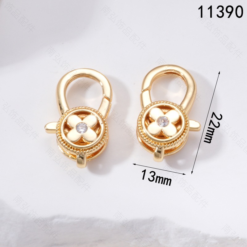 Pearl necklace clasp rose shell blade pin clasp connection end clasp sweater chain diy jewelry accessory pearl necklace clasp head full inlay zircon heavy industry lobster clasp spring clasp handmade end clasp sweater chain pic 3