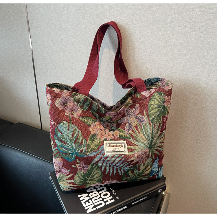 大容量国潮风帆布包包女2025新款通勤托特包女ins大学生上课单肩包详情11