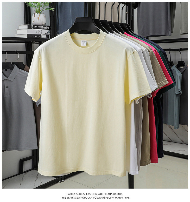 2025夏季新款7A抗菌透气男士短袖t恤14色230克纯棉圆领休闲T恤男详情12