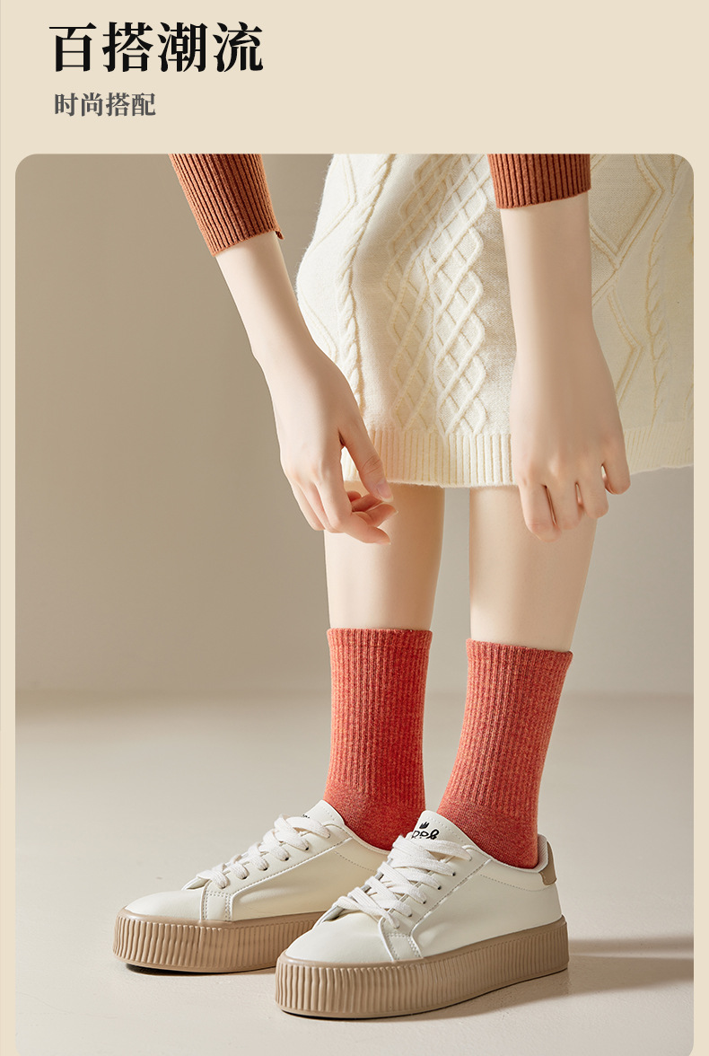 诸暨女士中筒棉袜 纯棉袜子春秋季休闲运动吸汗防臭抗菌透气女士棉袜秋季款详情17