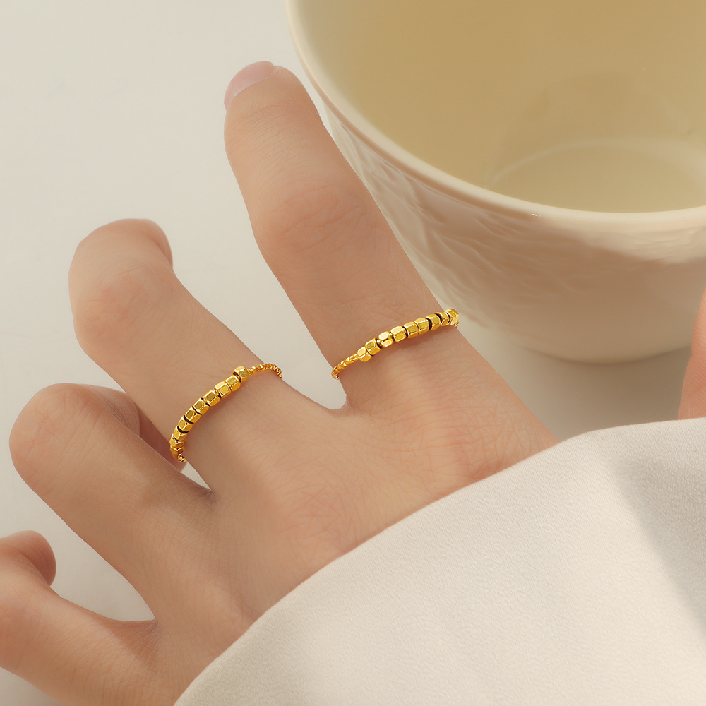 钛钢戒指精致小方块十全十美指环个性百搭气质不掉色食指女小方糖详情3