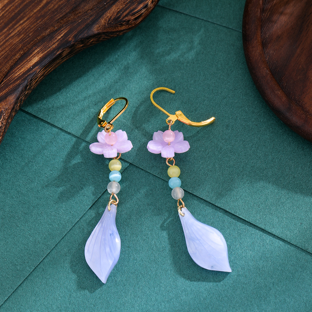 甜美粉色花瓣流苏耳坠女独特气质春夏甜美耳环少女感超仙时尚耳坠详情2