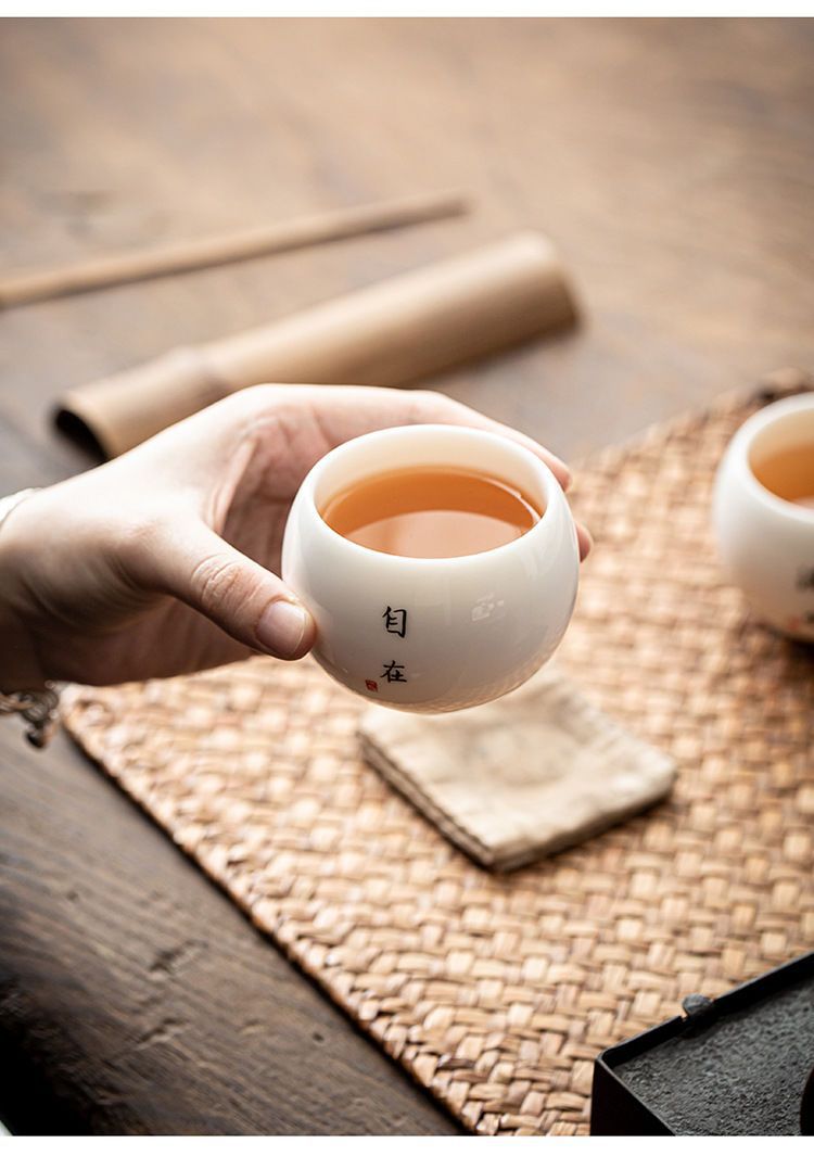 羊脂玉瓷品茗杯陶瓷茶杯茶具日式龙蛋杯功夫白瓷单杯主人杯喝茶碗详情25