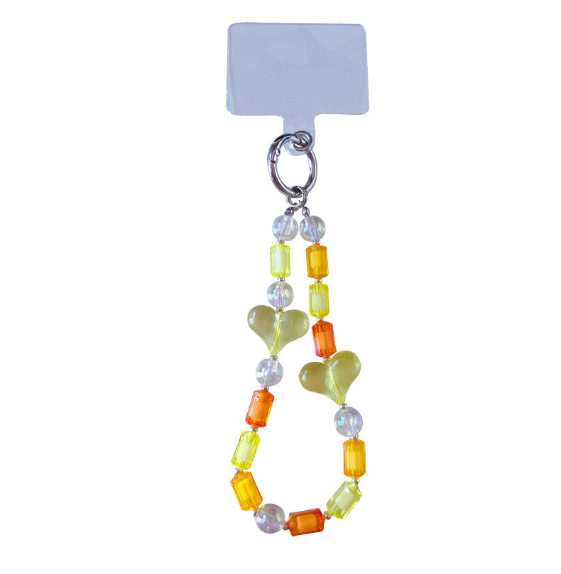 创意DIY爱心串珠手机链钥匙扣挂件情侣汽车钥匙链包包手绳挂饰小详情5