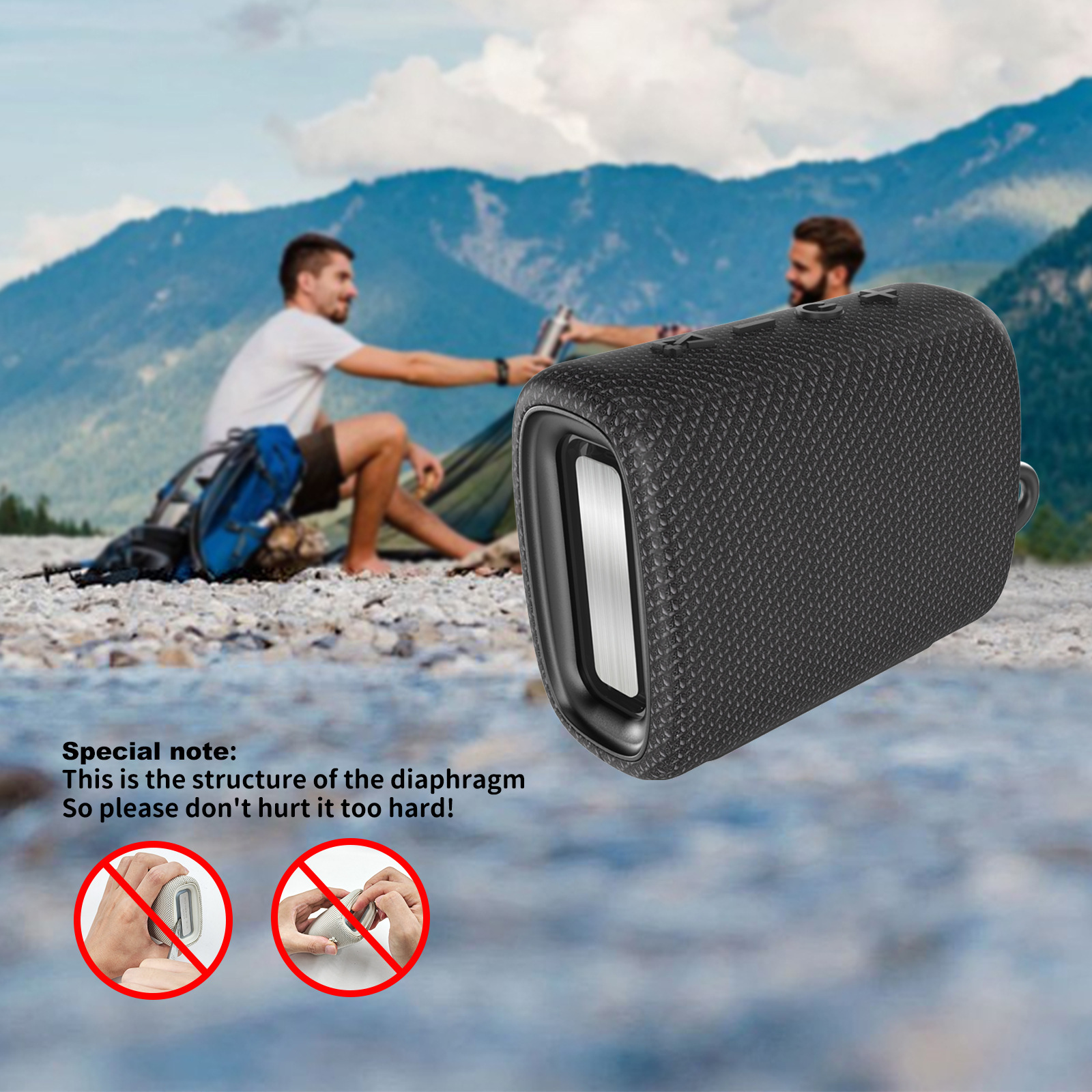 The AOOLIF fabric wireless Bluetooth speaker comes with a waterproof IPX4 Bluetooth speaker, a small steel cannon, and a card-inserting private mold pic 11