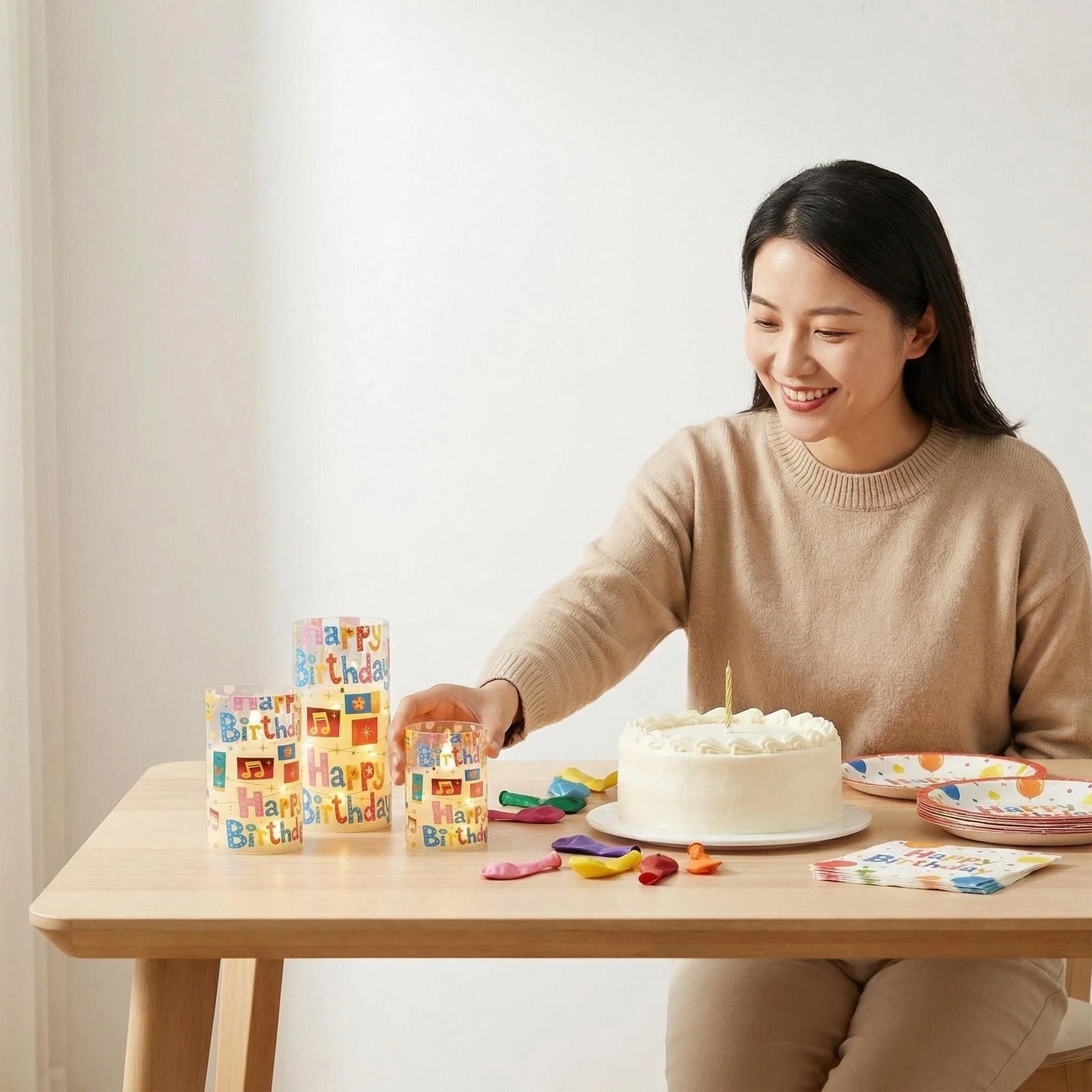 Uv-printed new HAPPY replaceable pattern luminous decorative candle 7.5 electronic candle factory direct sales pic 5