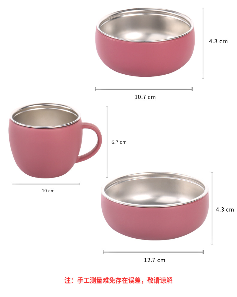 跨境新品儿童不锈钢创意辅食碗 宝宝餐具套装熊 喂养餐具 食品级硅胶婴儿餐具 安全健康易清洗详情5