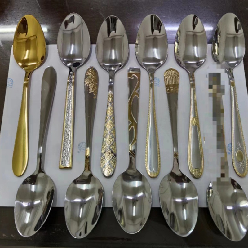 72-piece Western tableware set, 84-piece set, gold-plated Gong Yan stainless steel knife, fork and spoon gift box, wooden box pic 17