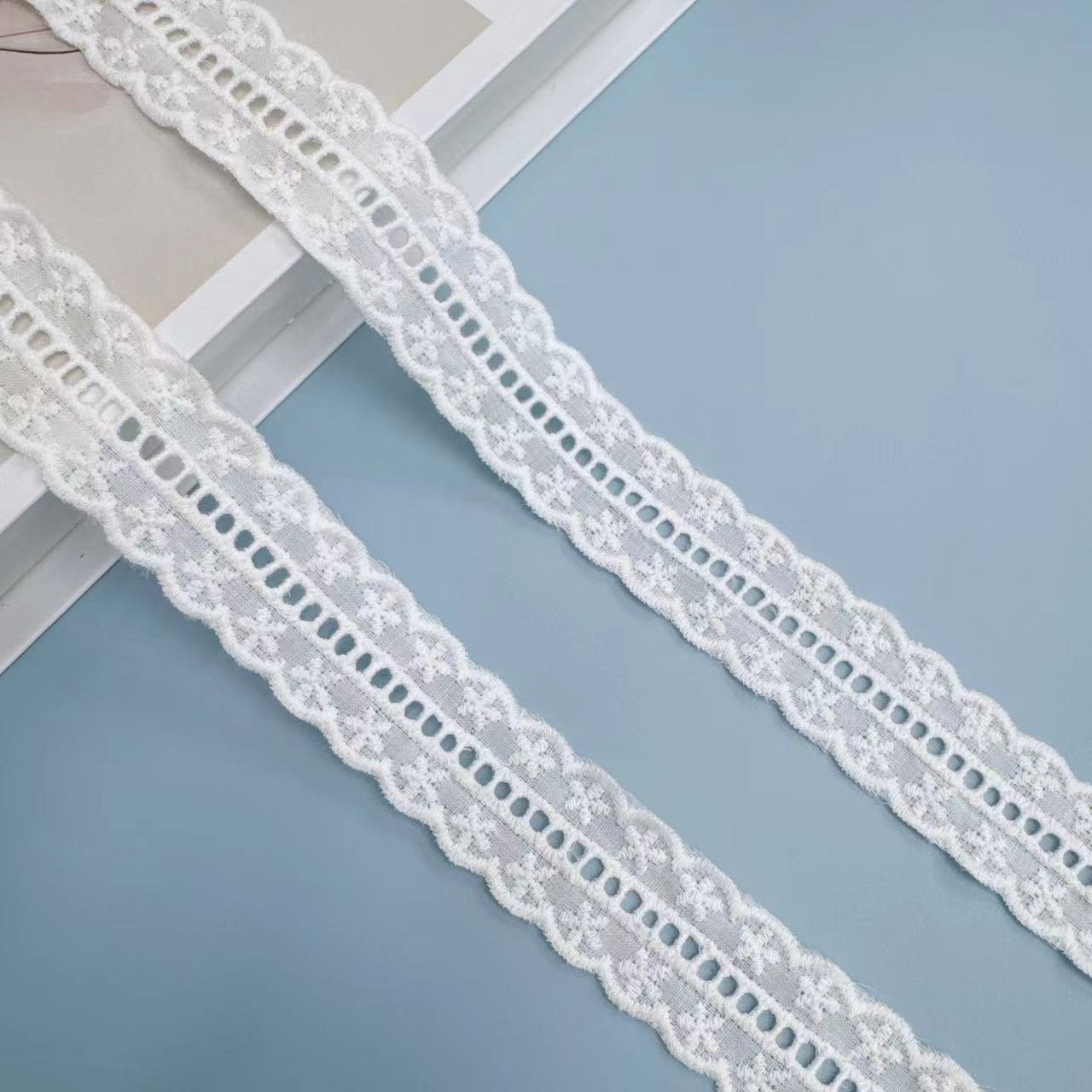 3cm double-sided cotton thread cotton lace embroidered lace for inner dress, skirt, hem, shoes, bags, accessories and trim pic 1