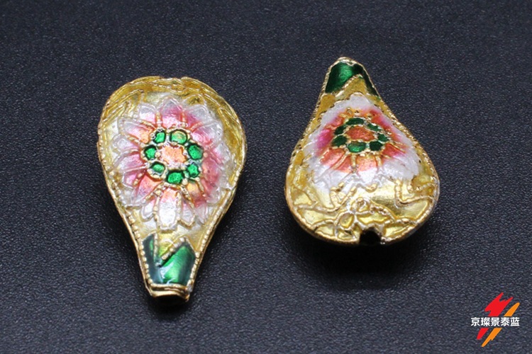 Traditional high-temperature enamel mechanism silver-blue ancient-style jewelry accessory, back cloud partition bead cloisonne 24*15 water drop pic 11