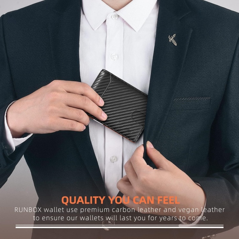 现货欧美碳纤维男士卡包简约皮夹钱包男翻盖二折超薄男士钱包跨境详情9