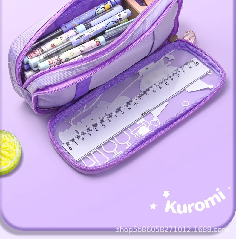 三丽鸥库洛米笔袋女生玉桂狗双层文具盒高颜值多功能笔袋可爱女孩详情4