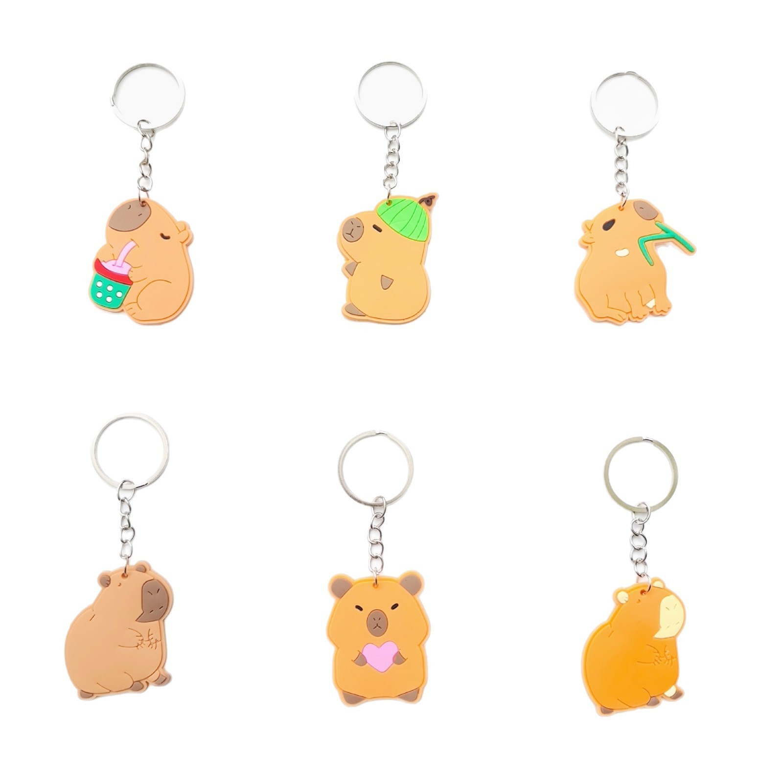 新款可爱卡通水豚PVC软胶钥匙扣卡皮巴拉钥匙扣洞洞鞋扣鞋花饰品详情13