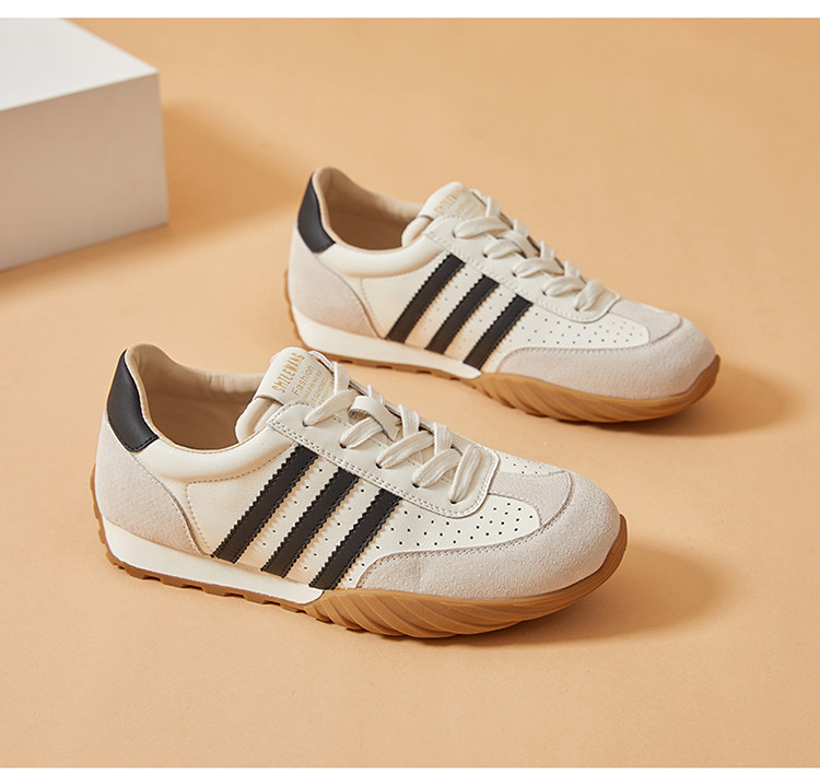 蜜蜂一狼旗舰店高端秋季德训女鞋休闲真皮运动阿甘鞋透气女士潮鞋详情18