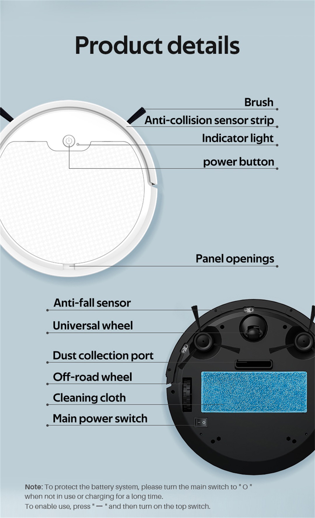 Smart Robotic Vacuum Cleaner for Home, Automatic obowai OB8S详情15