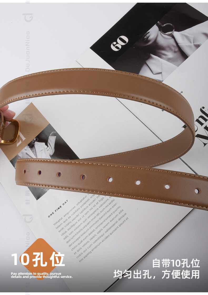 女士古风牛皮腰带女休闲复古真皮带女百搭高级女跨境专供牛仔裤带详情16