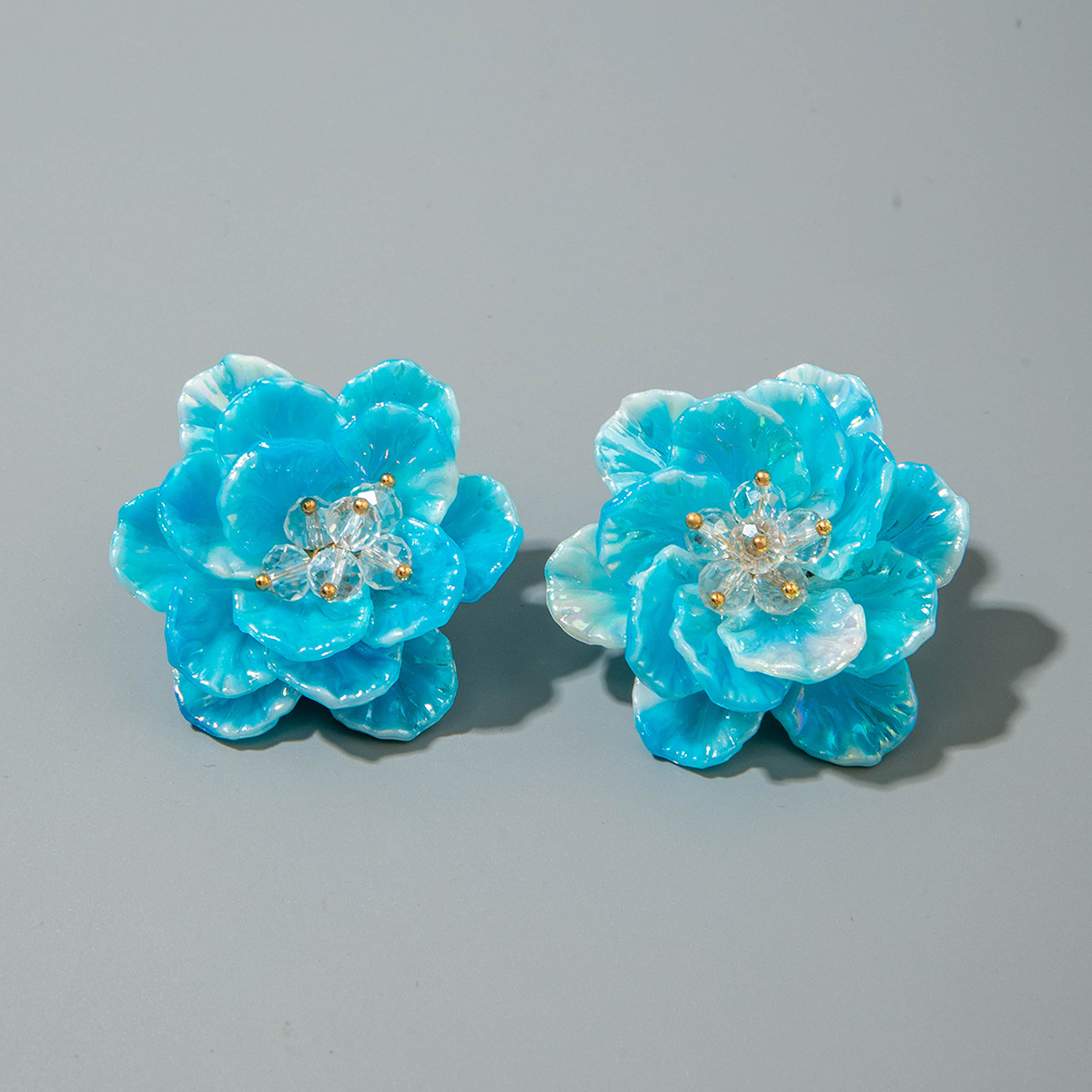 亚马逊跨境清新甜美彩色树脂花瓣花朵耳钉气质多巴胺 耳环耳饰女详情76